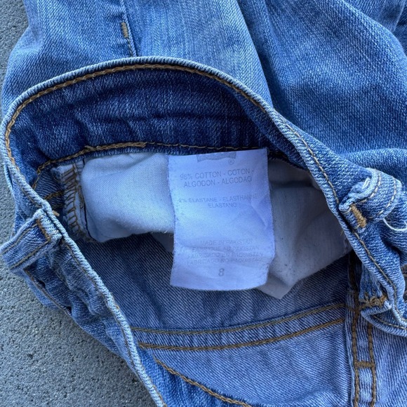 Levi's 524 Too Superlow Women Size 8 Jeans Light Wash Distressed - Picture 5 of 8